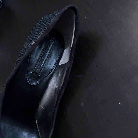 Banana Republic black sequin peep toe heels size 8 - Picture 11 of 14